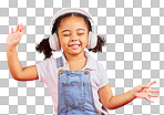 Dancing, energy and child on music headphones, fun radio or loud