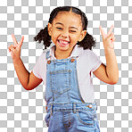 Happy, peace sign and wink with portrait of girl for summer, hap