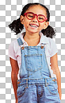 Happy child, portrait or fashion glasses on red background in ch