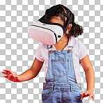 Gaming, virtual reality and metaverse with girl and glasses for