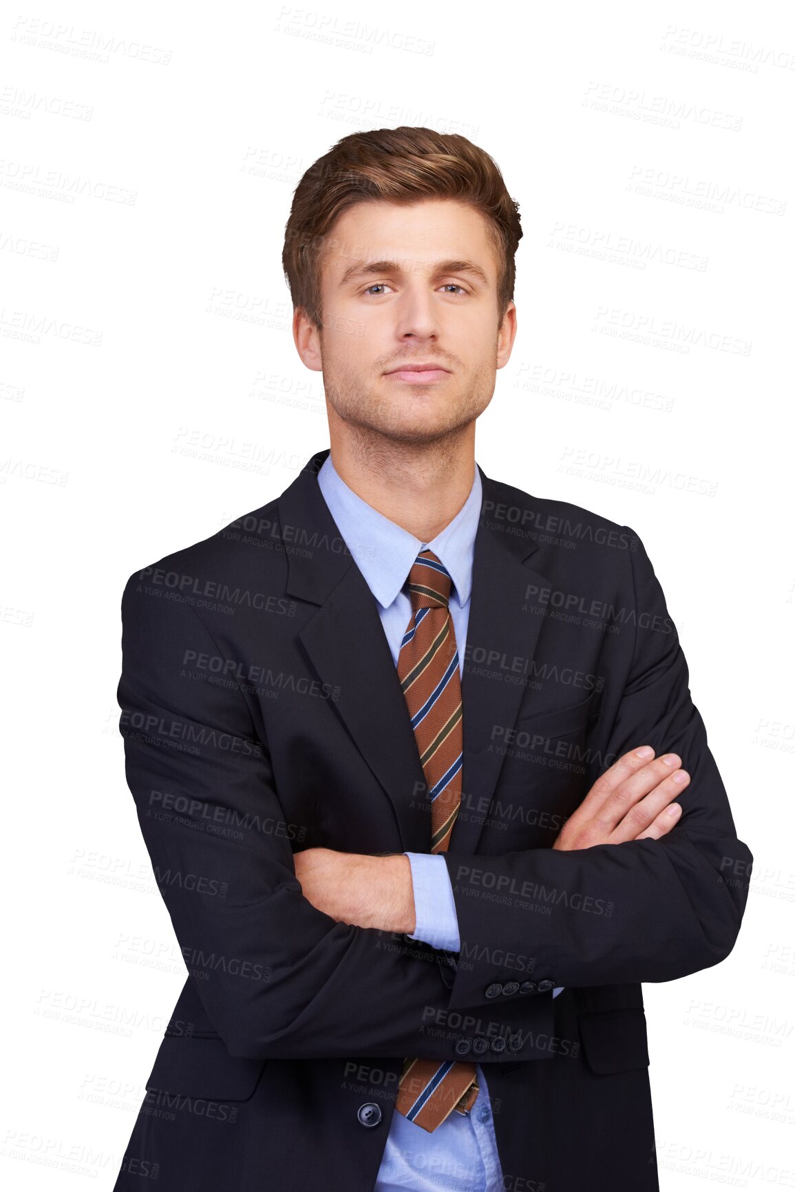 Buy stock photo Businessman, portrait and suit with corporate confidence isolated on a transparent, png background. Work, serious professional and young male person with worker and job success as lawyer or attorney