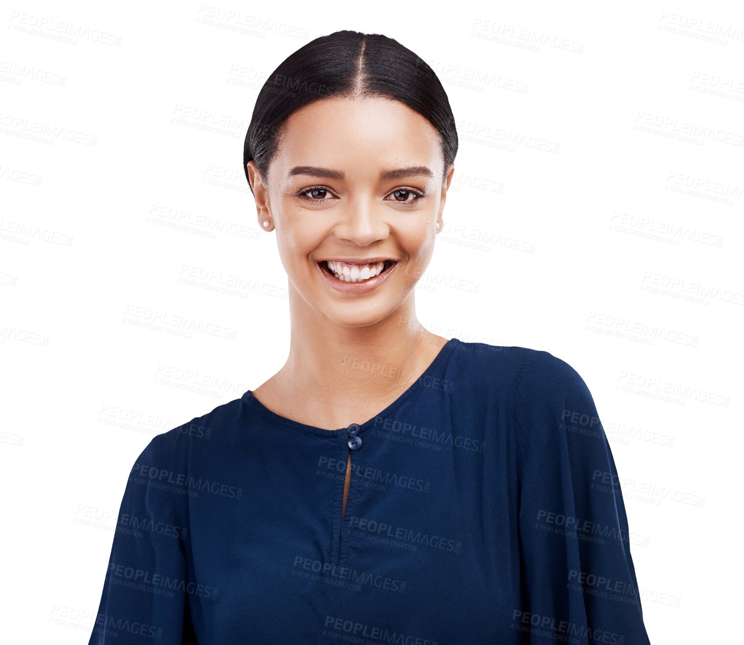 Buy stock photo Professional, woman and confident or proud with smile in png or isolated and transparent background with receptionist. Happy, face and girl with success or positive with secretary or fashion.