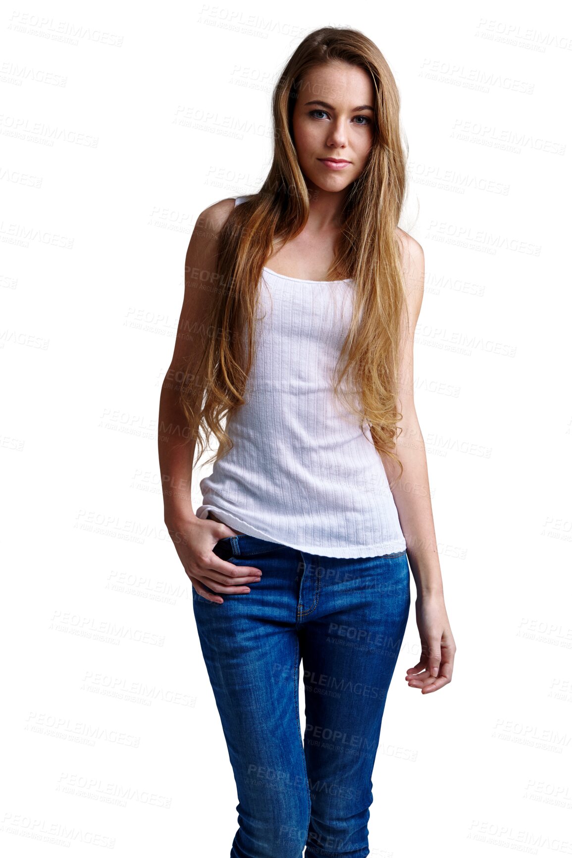 Buy stock photo Fashion, portrait and gen z girl with stylish clothes on isolated, transparent or png background. Attitude, face and female teenager with cool style, fashionable and contemporary, confident or casual