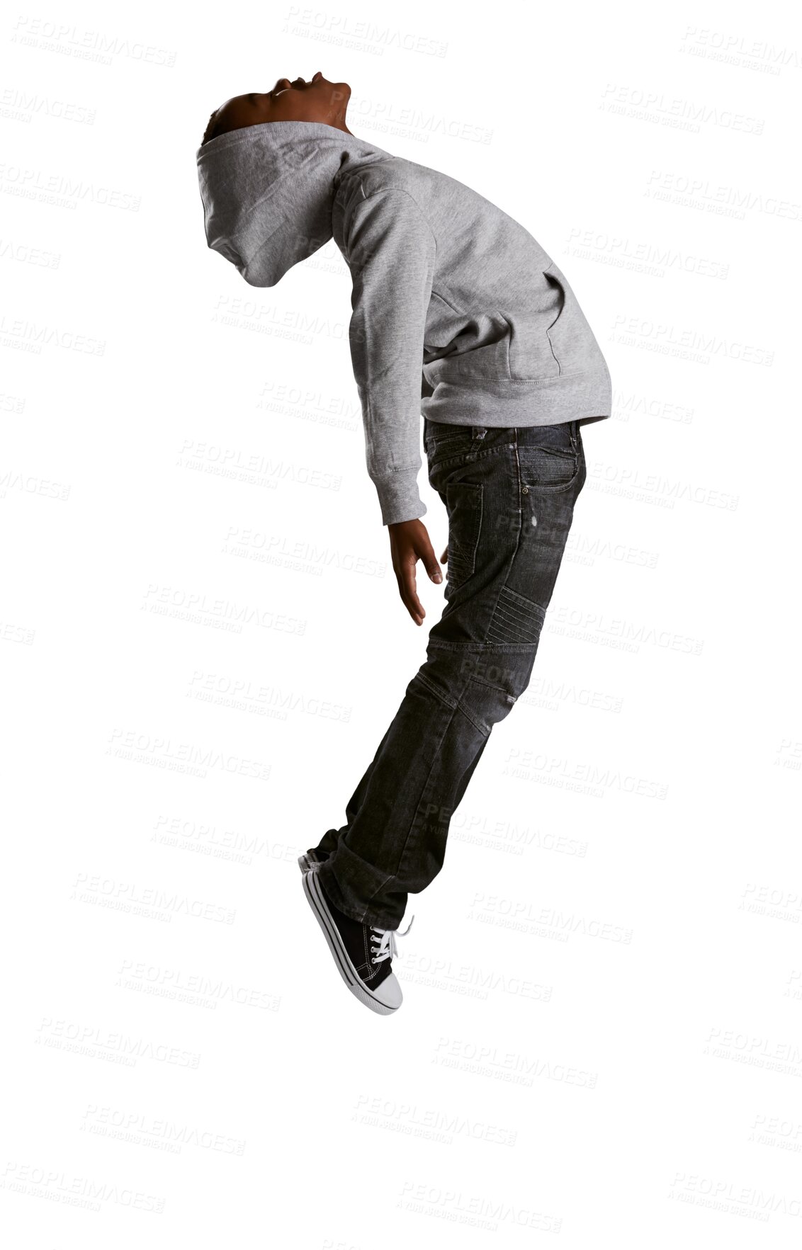 Buy stock photo Talent, jump and kid hip hop dancer dancing isolated in a transparent or png background feeling excited with energy. Dance, African and boy child with creative skill ready for breakdance performance