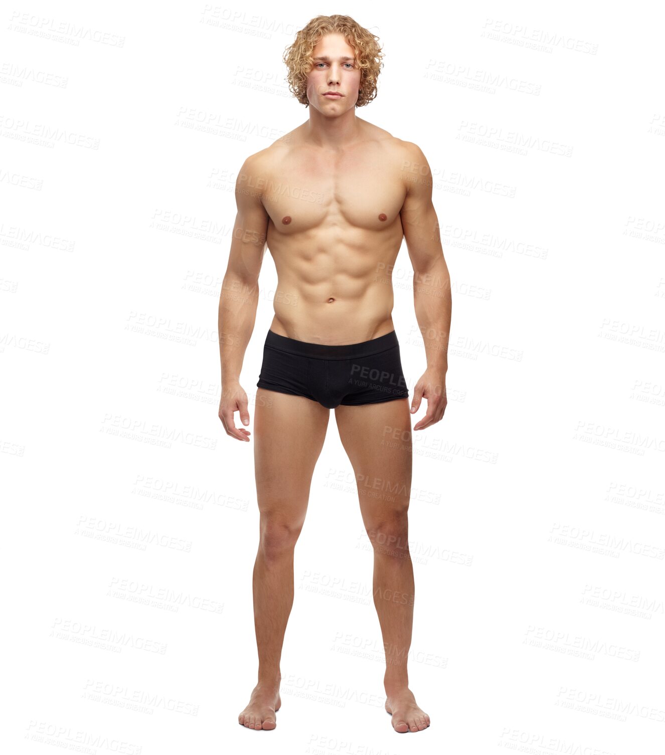 Buy stock photo Body, portrait and man in underwear with muscles, abs and exercise, workout or results on transparent, isolated or png background. Chest, confidence and male fitness model proud, satisfaction or pose