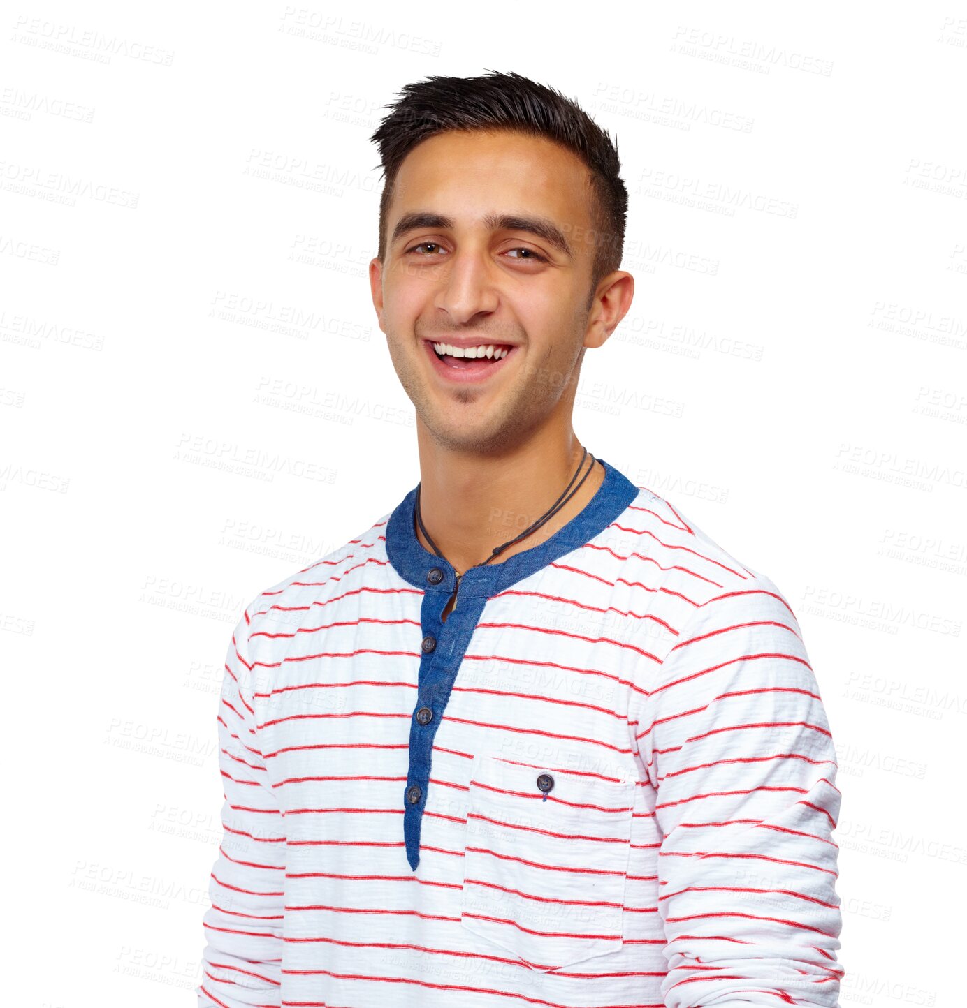 Buy stock photo Fashion, smile and portrait of young man with confidence, tech student isolated on transparent png background. Youth, pride and face of happy male person in trendy casual clothes for university style