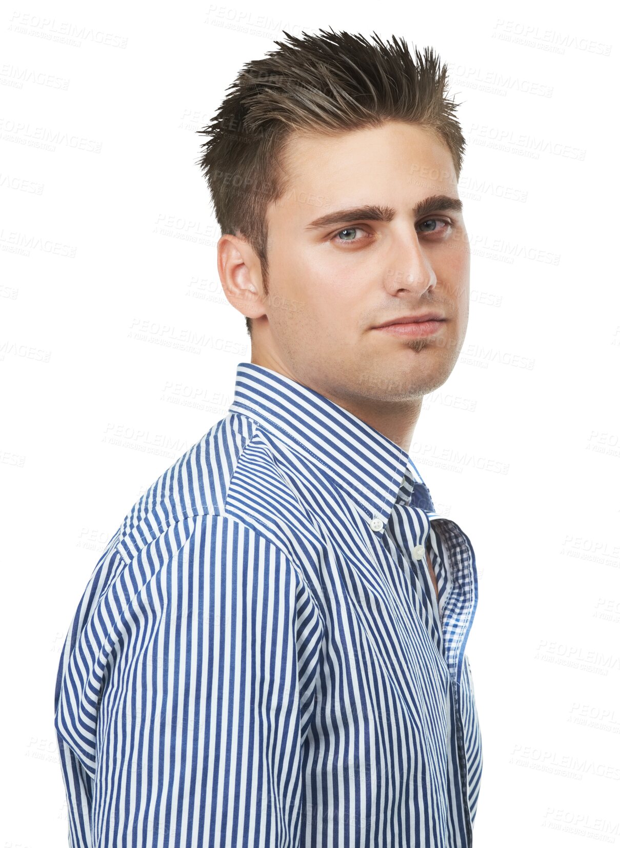 Buy stock photo Fashion, style and portrait of young man with confidence, attractive business and isolated on transparent png background. Youth, pride and face of male person with trendy casual clothes for work.