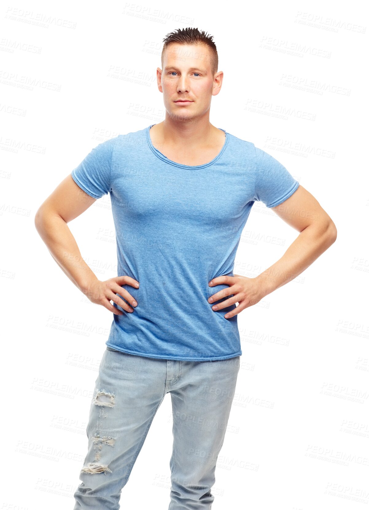 Buy stock photo Style, serious and portrait of a man with a casual, trendy and stylish outfit with confidence. Handsome, cool and young male model from Canada with edgy fashion isolated by transparent png background