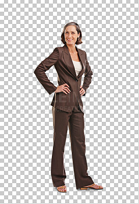 Buy stock photo Manager, smile and portrait of business woman on png for lawyer, professional or corporate. Happy, advocate or attorney with senior person isolated on transparent background for justice and executive