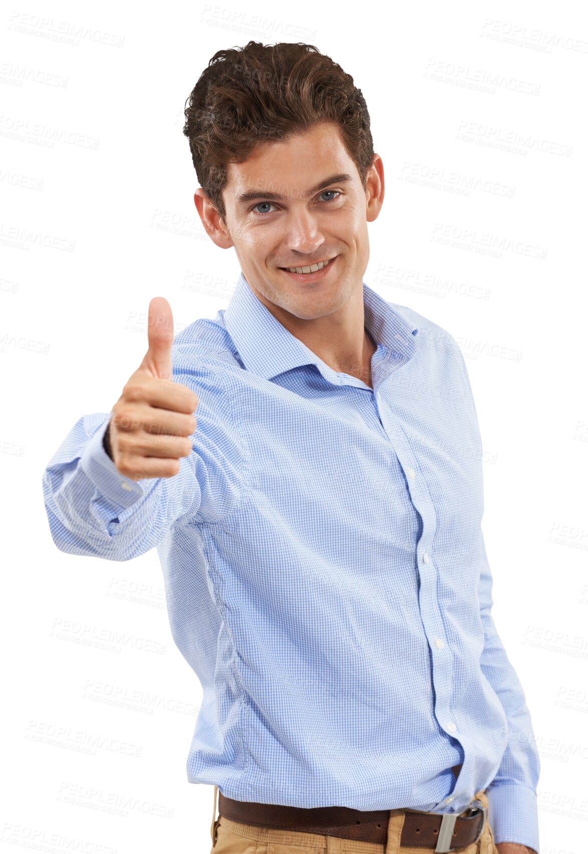 Buy stock photo Happy, thumbs up and portrait of businessman with emoji, like or gesture for winner, congratulations or thank you. Hand, sign and consultant to show yes on isolated, transparent or png background