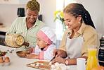 Cooking, gay family and a child in home kitchen for learning, development and love. Adoption, lesbian or lgbtq women or parents and a happy young kid together to cook food with care, help and support