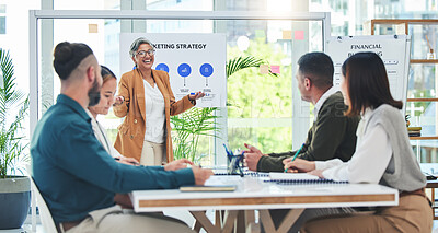 Buy stock photo Business people meeting, group and speaker presentation, CEO speech and talking to staff, brainstorming or planning. Collaboration, marketing strategy and team manager discussion on advertising sales