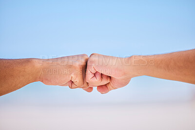 Buy stock photo Closeup, people and hands with fist bump, teamwork and partnership with cooperation, emoji and trust. Zoom, gesture and community with collaboration, support, motivation and solidarity with success