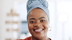 Happy, smile and face of business woman in office standing with confidence and leadership. Happiness, excited and portrait of professional African female employee with positive mindset in workplace.