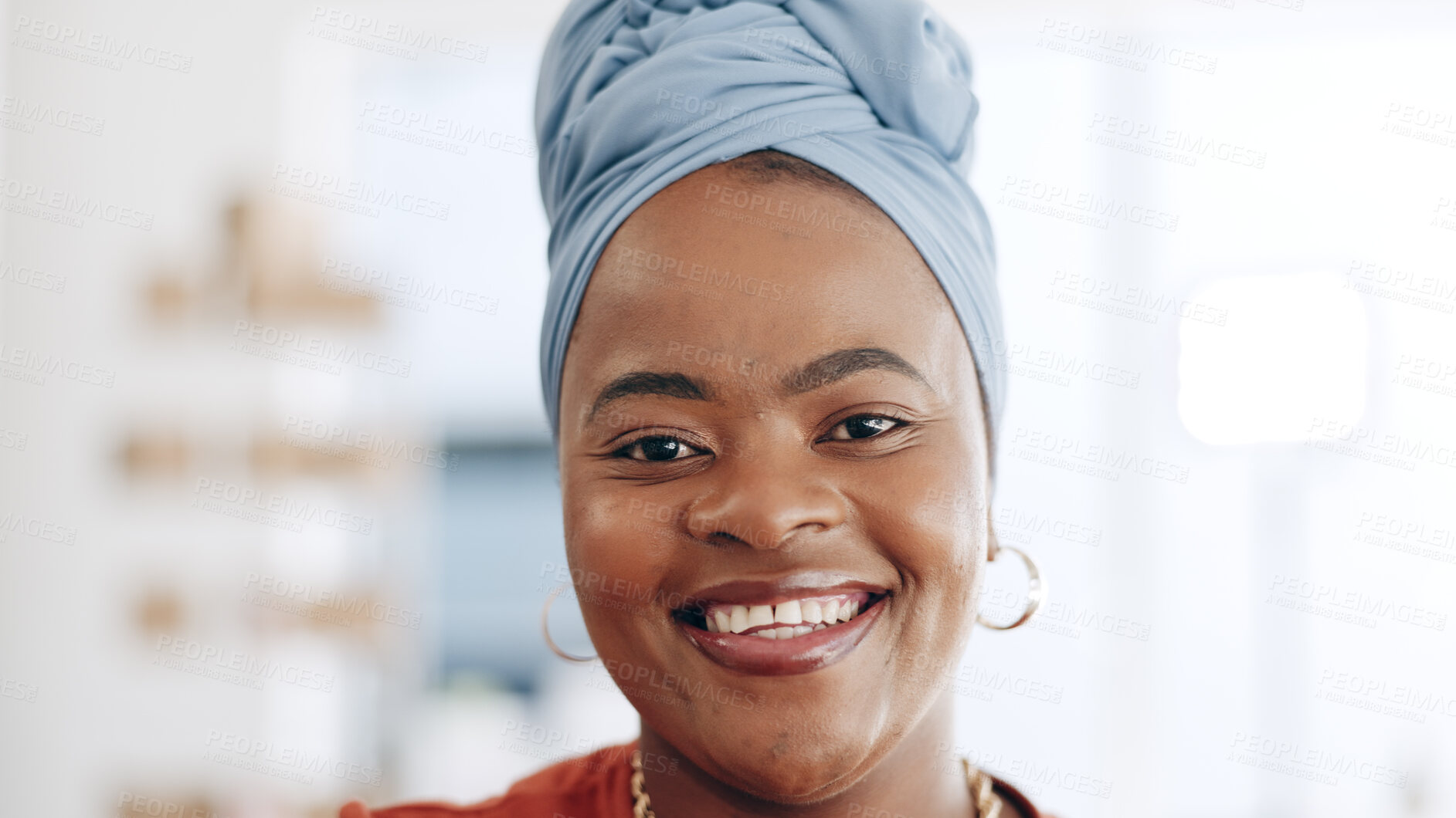 Buy stock photo Business, portrait and black woman with smile in office for startup career, retail confidence or positive mindset. Happiness, face or professional African person or employee with pride or joy at work