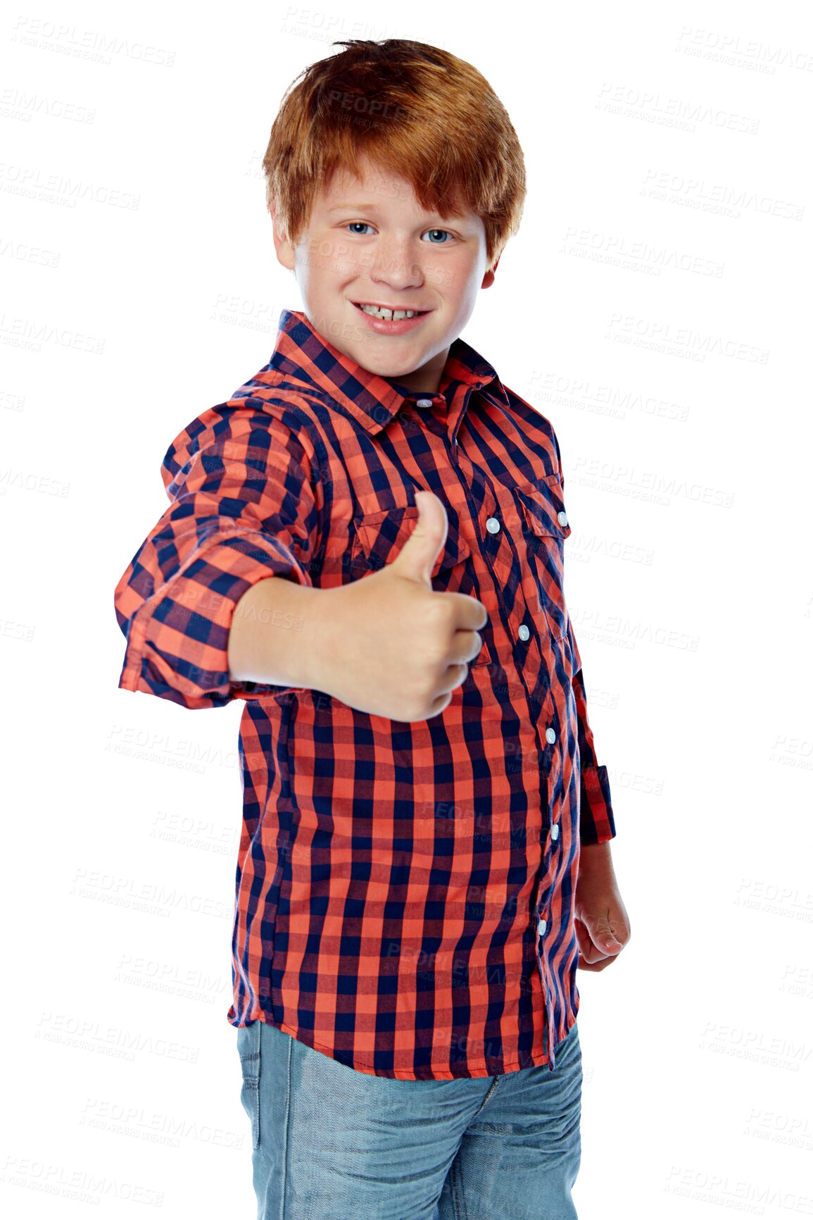 Buy stock photo Portrait, sign and boy with thumbs up, review and happy child isolated on a transparent background. Icon, male model and kid with gesture for agreement, feedback and review with png, goals and emoji