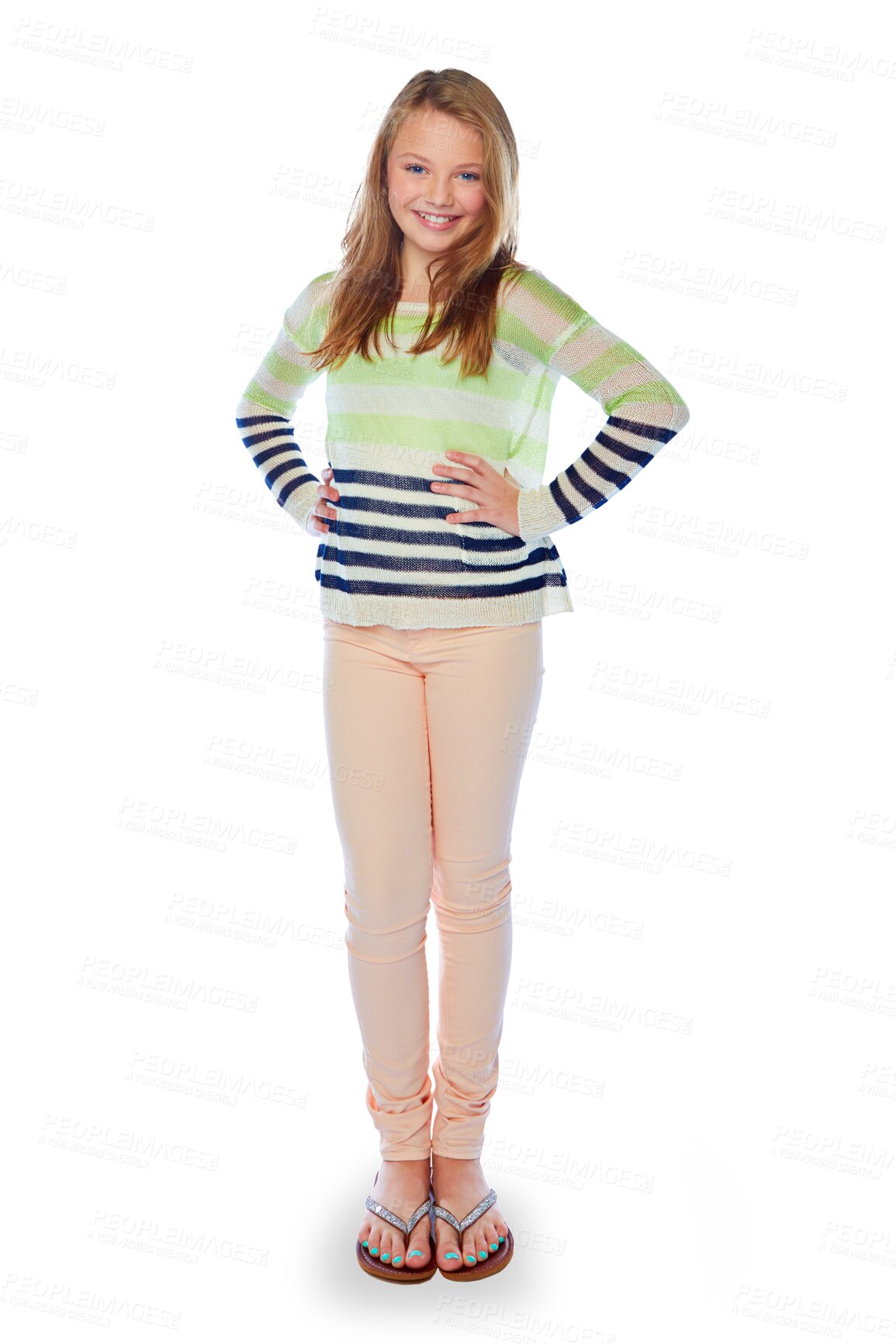 Buy stock photo Happy, fashion and portrait of kid with confidence isolated on a transparent png background. Style, young girl smile or school child in casual clothes, trendy sweater and model student from Australia