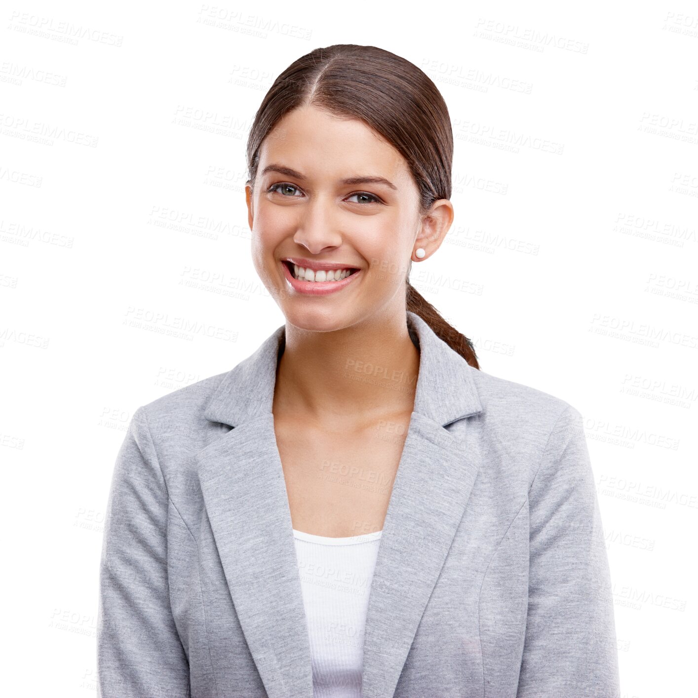 Buy stock photo Happy, portrait of woman and intern for a corporate, business or graduate lawyer on isolated, transparent or png background. Legal, consultant or smile on the face of employee in training internship