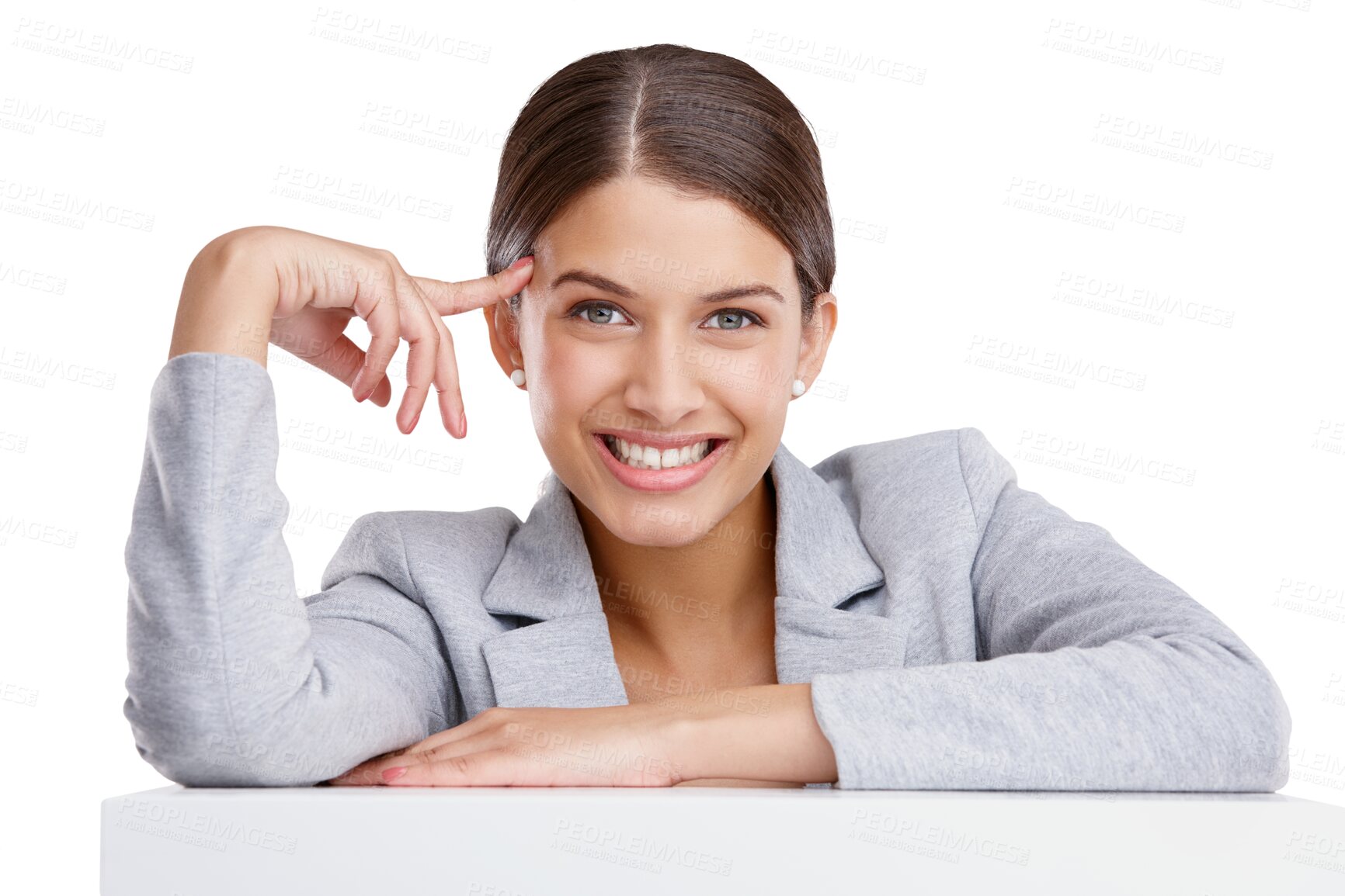 Buy stock photo Smile, relax and portrait of business woman on png for thinking, happy and idea. Professional, creative and happiness with face of female employee isolated on transparent background for pride