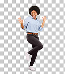 Wow, excited and portrait of black woman on yellow background with energy, happiness and smile in studio. Surprise mockup, celebration and isolated happy girl with discount news, deal and retail sale