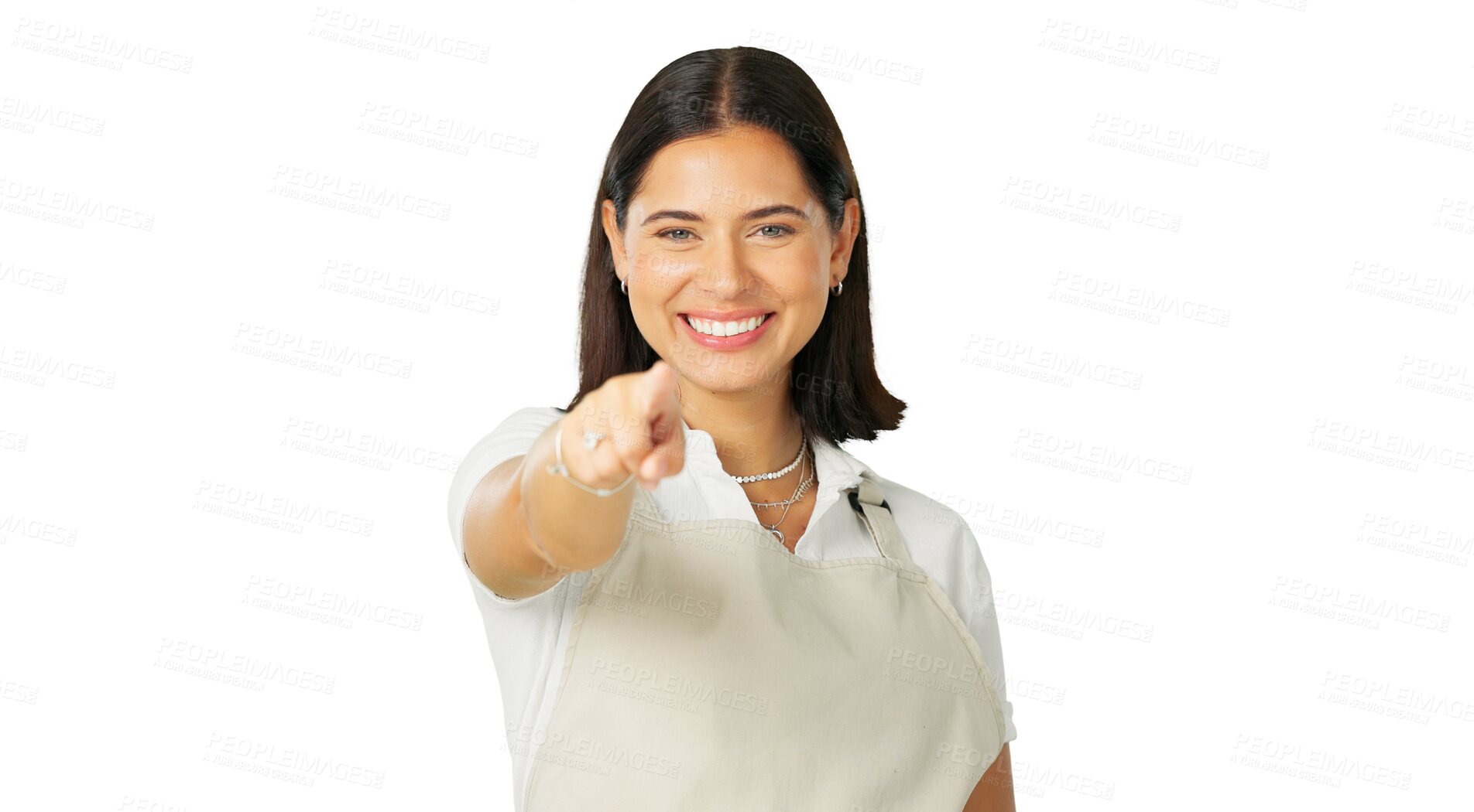 Buy stock photo Portrait, decision and a woman excited for an opportunity isolated on a transparent background to vote for you. Smile, pointing and selection with a happy young female person on PNG for choice