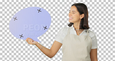 Woman, speech bubble and smile on face by green screen studio for mockup, promo and social media. Girl, excited portrait and mock up poster for news, information and happy for branding by background