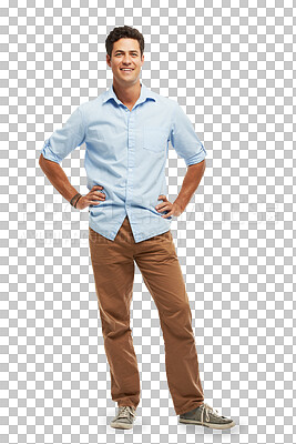 Buy stock photo Happy, architect and confident portrait of businessman, employee or intern on transparent, isolated or png background. Entrepreneur, relax and casual business style or career in creative startup