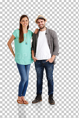 Buy stock photo Couple, people in portrait and love with trust, commitment and life isolated on png transparent background. Smile, care and partner, relationship and bonding, man and woman together with happiness