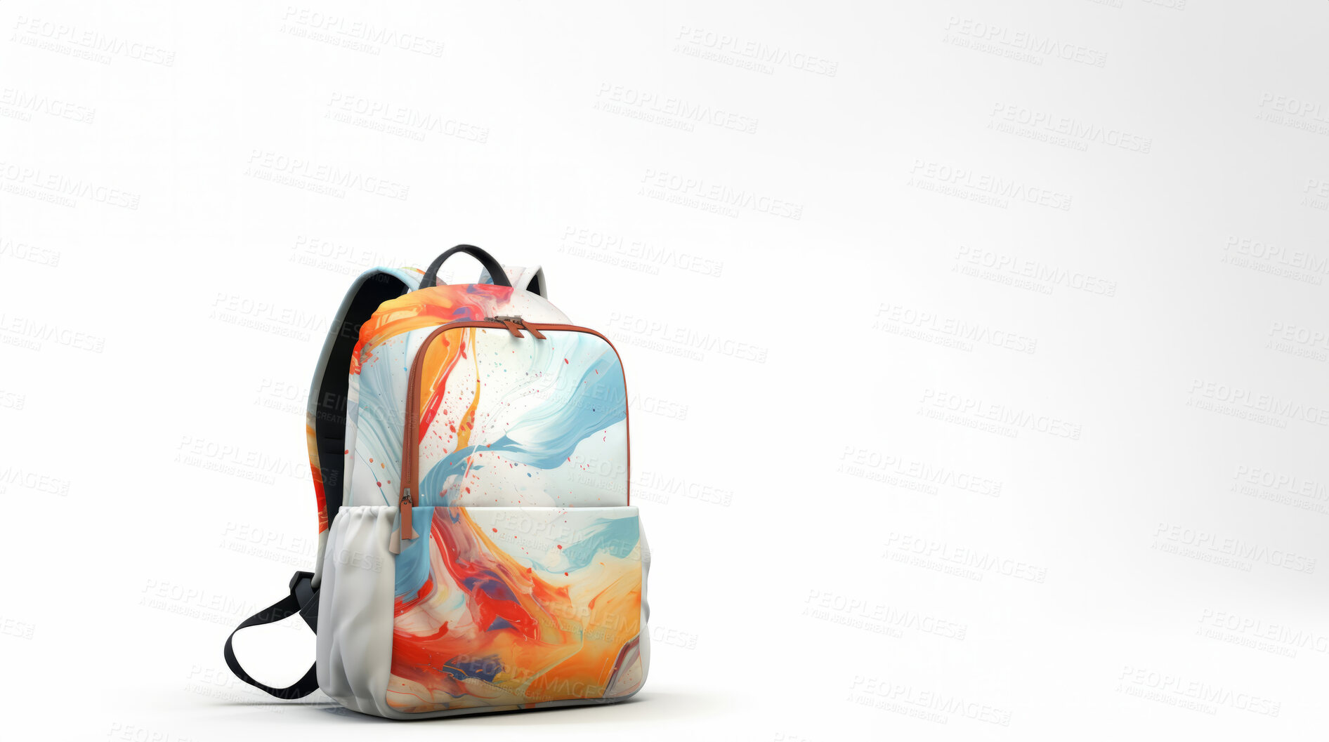 Buy stock photo Backpack on white copyspace background, design mockup