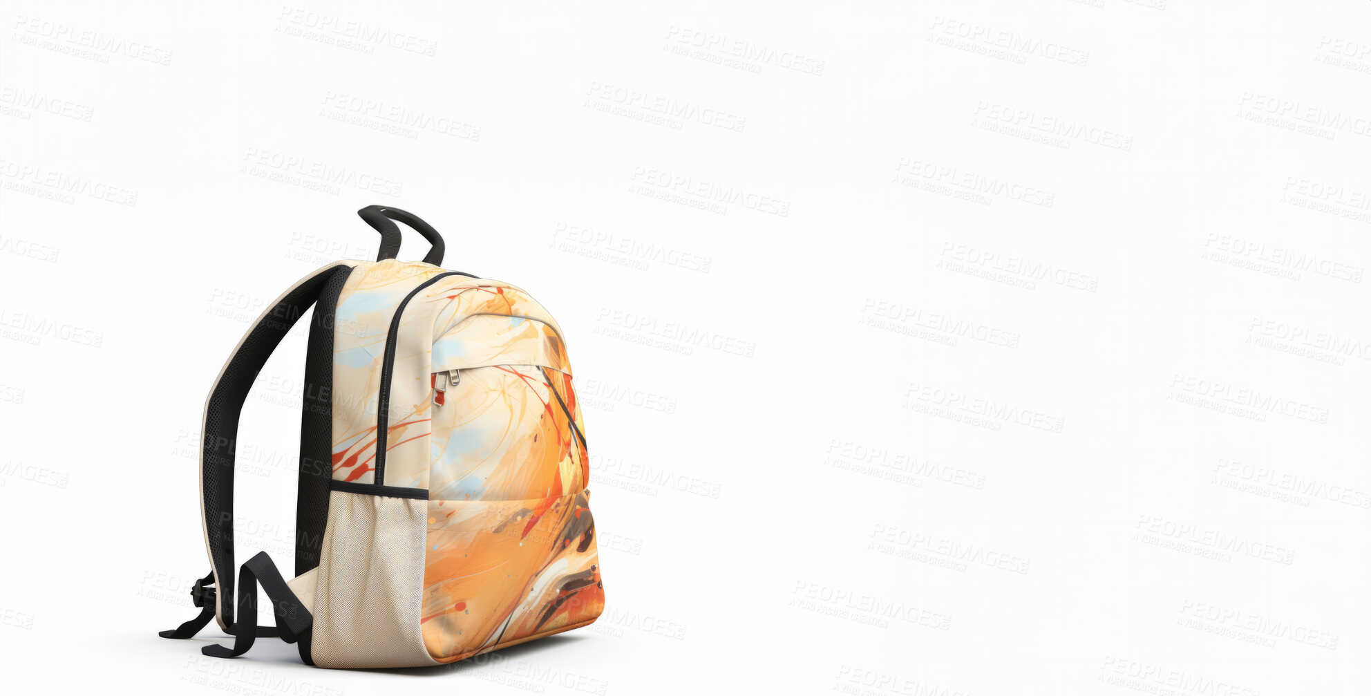 Buy stock photo Backpack on white copyspace background, design mockup