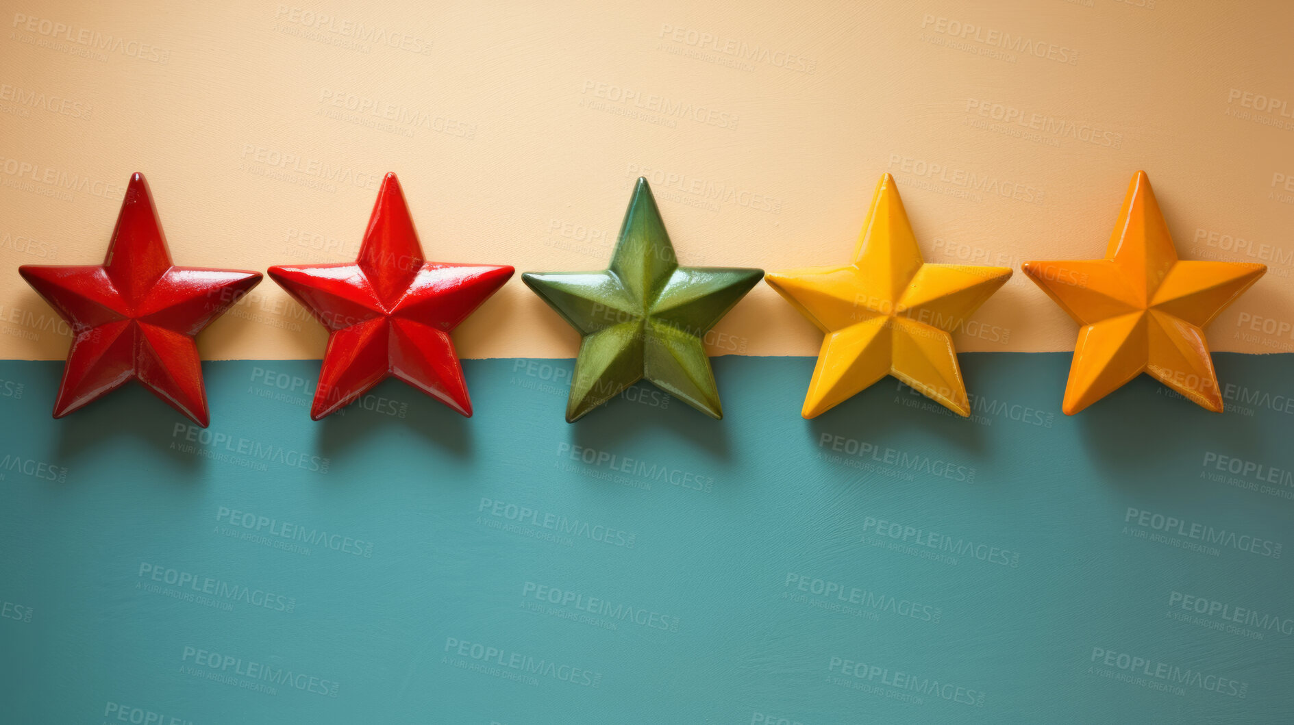 Buy stock photo Five star rating on dark
background. Feedback, review, and rate us concept