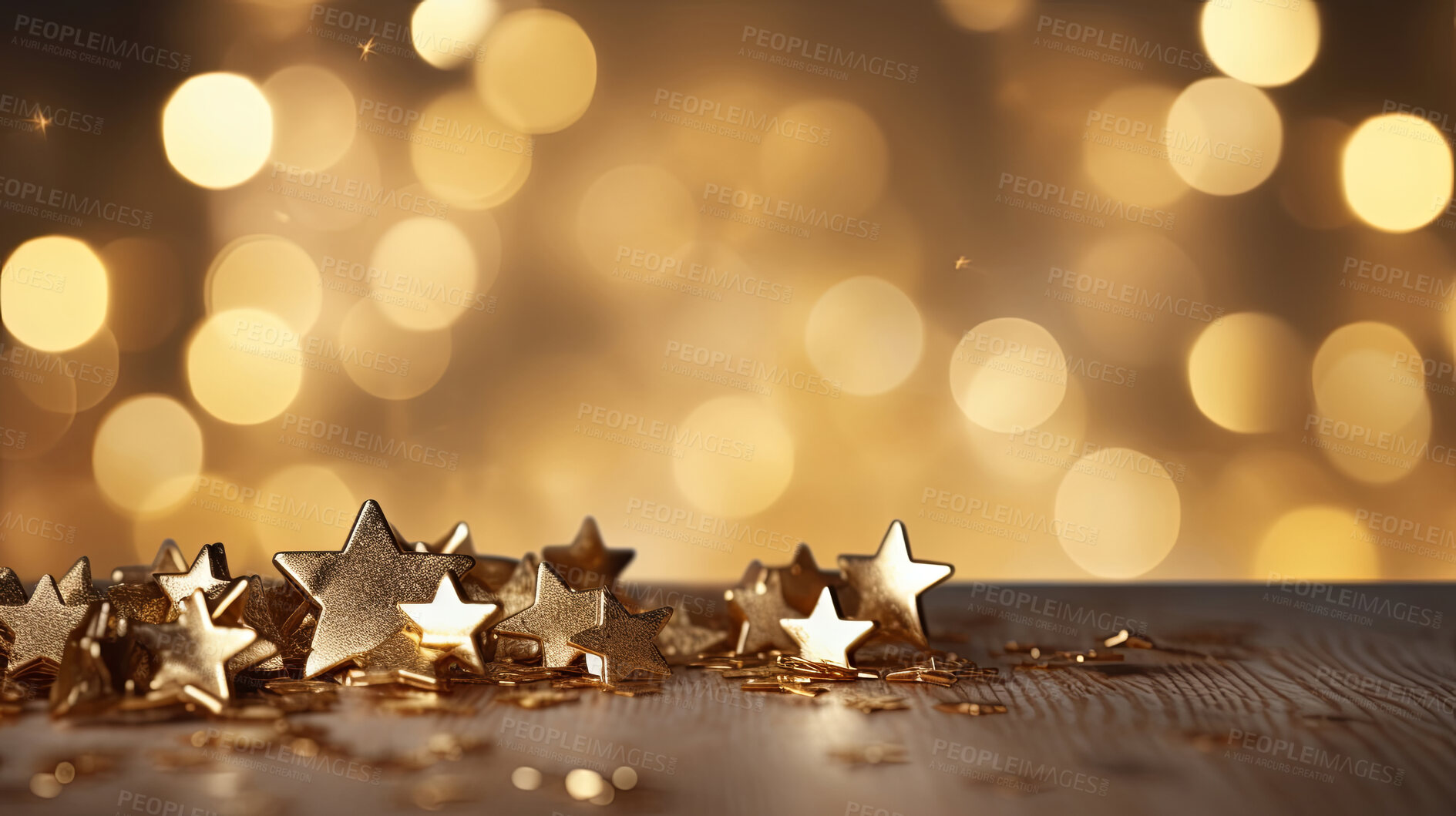 Buy stock photo Christmas, new year celebration background with stars - copyspace decorations