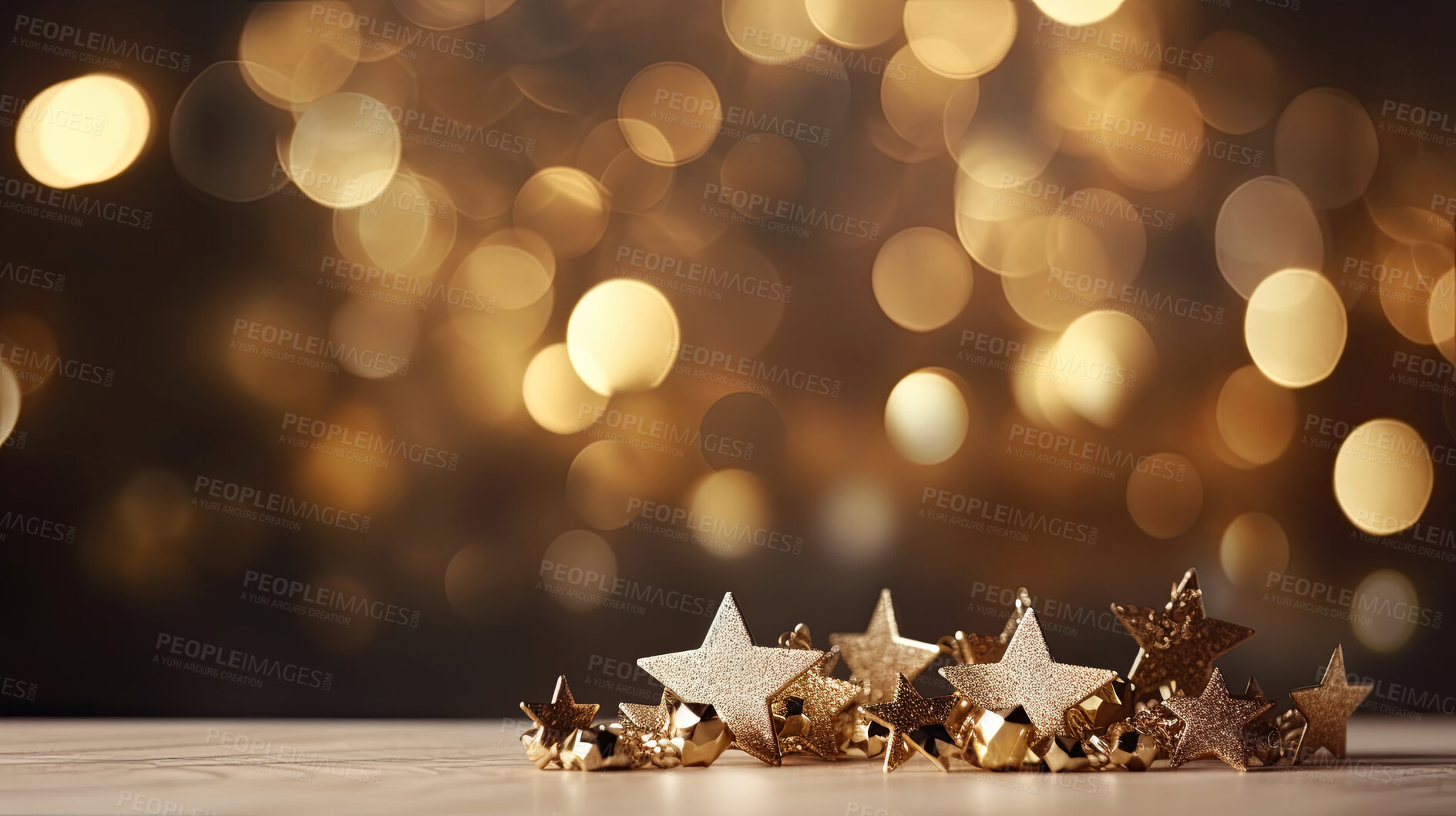 Buy stock photo Christmas, new year celebration background with stars - copyspace decorations