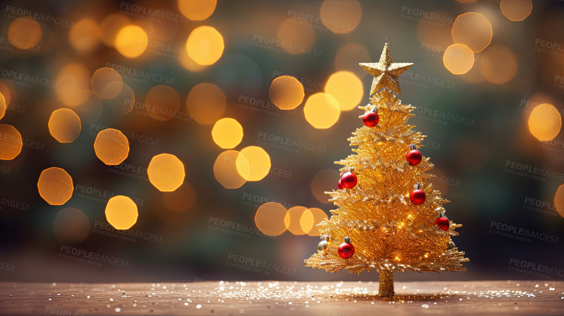 Buy stock photo Holiday Christmas tree decoration concept, festive green bokeh background