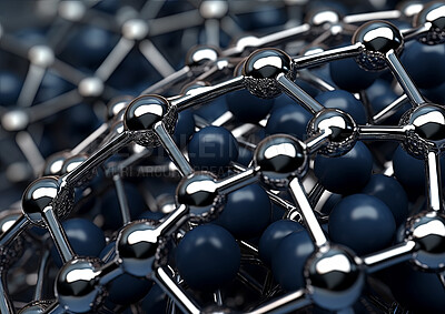 Science molecule 3D illustration of nanotechnology in medical research of biochemical processes.