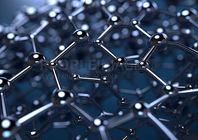 Science molecule 3D illustration of nanotechnology in medical research of biochemical processes.