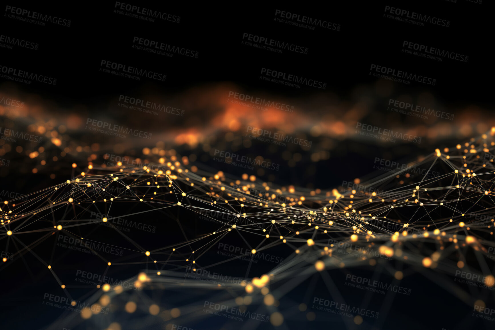 Buy stock photo Network connection of points and lines. Data technology digital background. 3D render