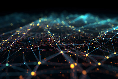 Network connection of points and lines. Data technology digital background. 3D render