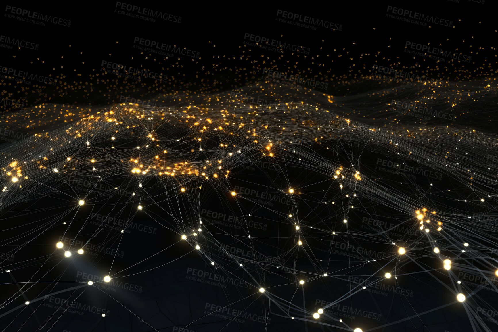 Buy stock photo Network connection of points and lines. Data technology digital background. 3D render