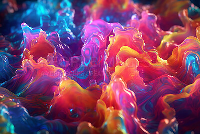 3D illustration abstract fluid background. Paint and ink in a rainbow of colors.