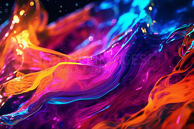 Buy stock photo 3D illustration abstract fluid background. Paint and ink in a rainbow of colors.