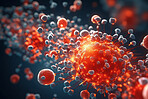 Virus bacteria cells background,  Health care medication technology, 3D render.