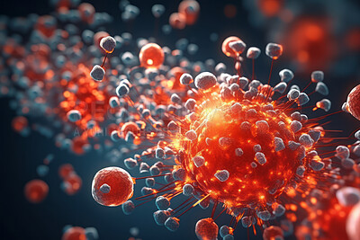 Buy stock photo Virus bacteria cells background,  Health care medication technology, 3D render.
