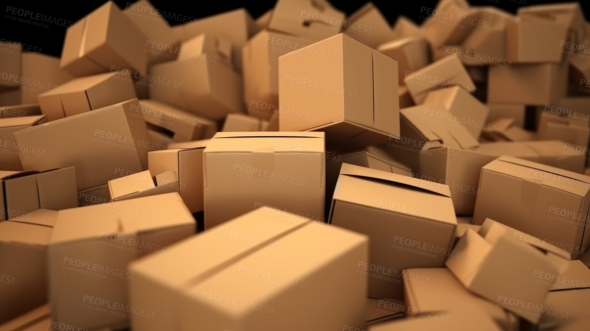 Buy stock photo Pile of cardboard boxes for trade, retail, production and distribution