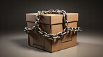 Box with chain locked for safety, privacy, and protection concept. Secure delivery