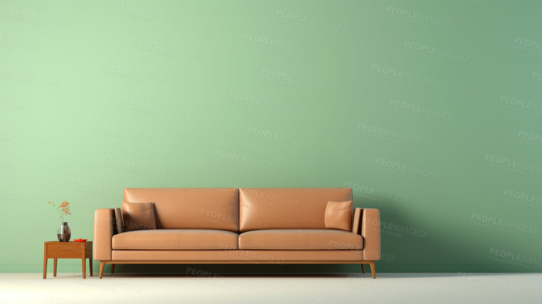 Buy stock photo Couch with copy space mockup in living room interior. Modern design ideas for inspiration.