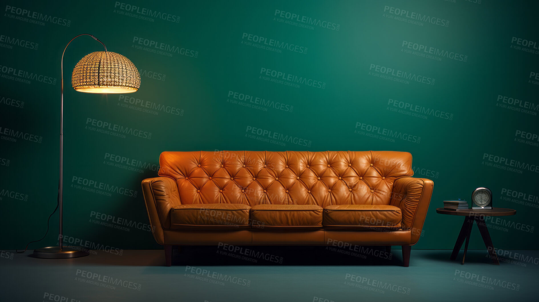 Buy stock photo Couch with copy space mockup in living room interior. Modern design ideas for inspiration.