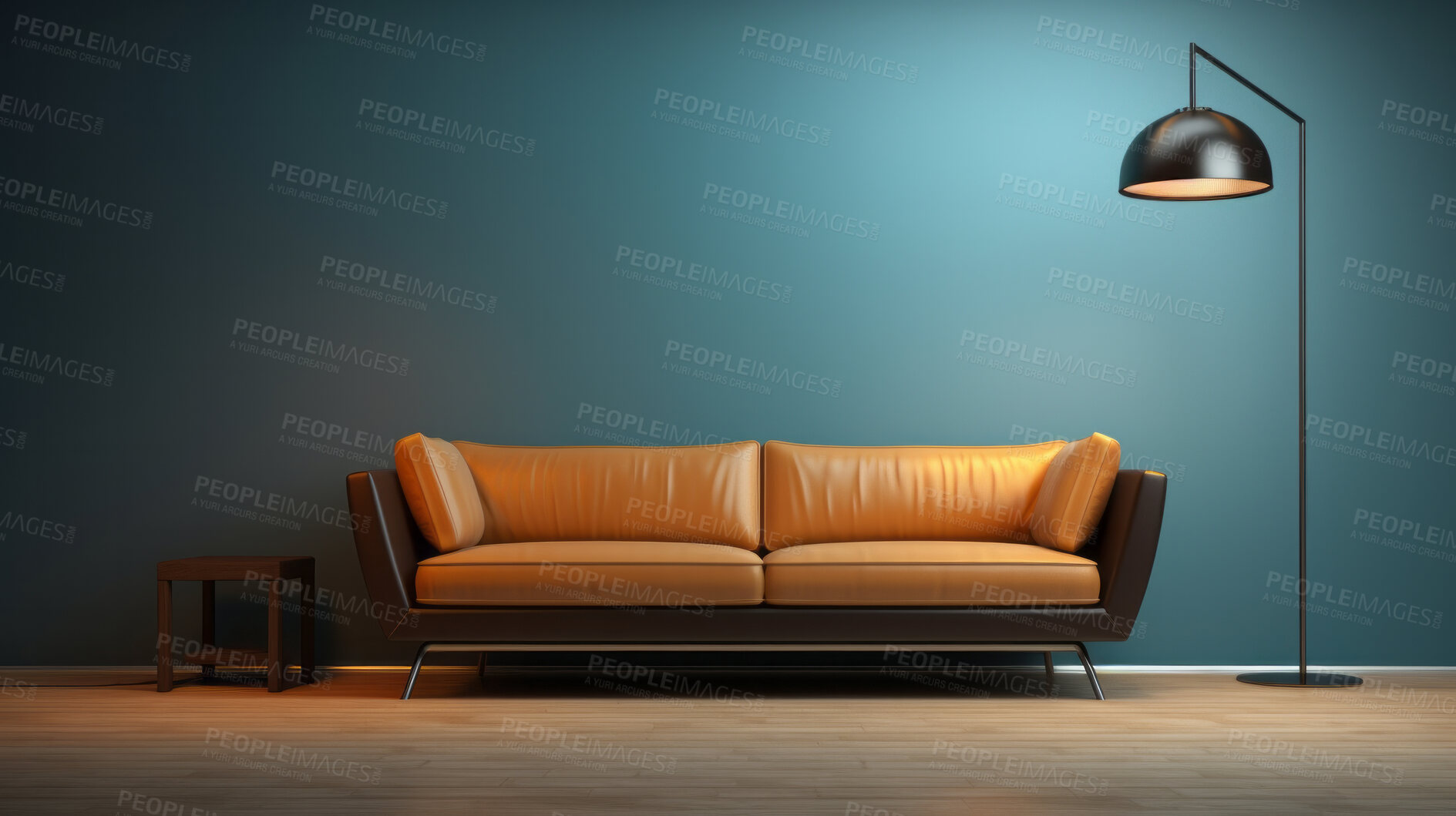 Buy stock photo Couch with copy space mockup in living room interior. Modern design ideas for inspiration.