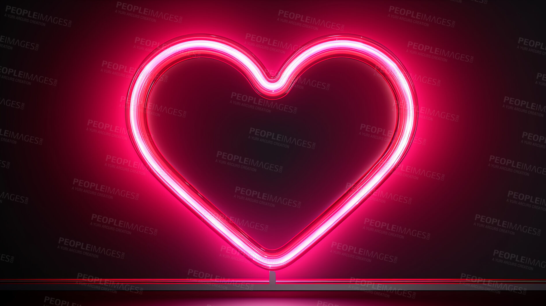 Buy stock photo Neon heart sign on dark copyspace background. Love, anniversary, Valentines concept