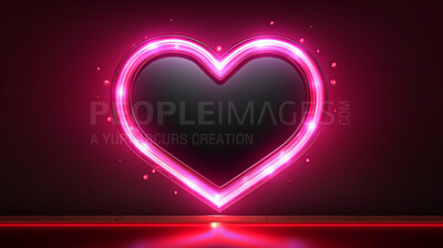 Neon heart sign on dark copyspace background. Love, anniversary, Valentines concept